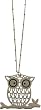 LAVISHY Owl On a Branch Necklace --- LOOOONG 30" Vintage Silver Finish Chain
