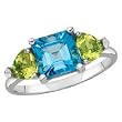 Blue Topaz and Peridot Fashion Ring in 10K White Gold