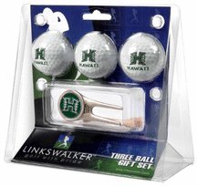 Hawaii Rainbow Warriors 3 Golf Ball Gift Pack With Cap Tool