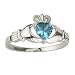 Sterling Silver Claddagh Birthstone Ring - December - Made in Ireland
