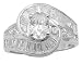 Sterling Silver Oval & Baguette CZ Engagement Ring