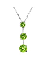 1.80 Ct Genuine Round Green Peridot Gemstone Sterling Silver Pendant
