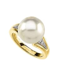Ann Harrington Jewelry 14k Yellow Gold .08 Ct Tw Diamond And 12 mm South Sea Cultured Pearl Ring