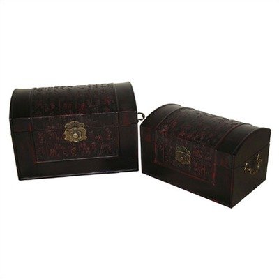 Black Calligraphy Round Top Jewelry Box Set