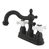 IMAGE OF HERITAGE 4 CENTERSET LAV FCT W/PORCELAIN CROSS HANDLE-Oil Rubbed Bronze Finish