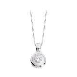 14K White Gold 4.25 MM Bezel Set Cubic Zirconia Pendant with Chain