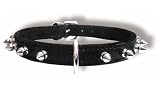 22 Spike leather dog collar - black leather