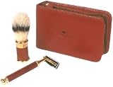 Shaving Brush & Razor in Leather Case