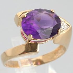 10K Yellow Gold Amethyst and Diamond Ring - OldCities Estate Jewelry by