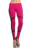 Love Melrose Womens Full Length Fashion Mesh Insert Illusion Leggings