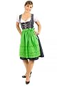Trachten Dirndl, schwarz mit Strass-Steinen, Punktemuster und Bl&uuml;mchen-Stickerei, gr&uuml;ne Sch&uuml;rze, aus hochwertiger Baumwolle