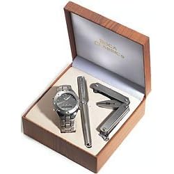 Silver Watches Boca Classics Watch, Pen & Utility Pocket Tool SILVER