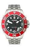 Wenger AquaGraph 1000m Red Bezel Black Dial Men's Watch #72228