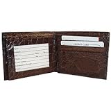Mens Crocodile Leather Bifold Credit Card Wallet Available in Black and Brown Colors