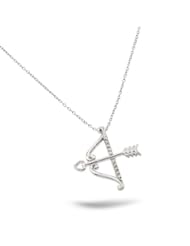 Sterling Silver Bow and Arrow Hunger Games Inspired Cz Necklace with 16 Inch Plus 2 Inch Chain