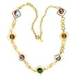 Brass Gold Plated Necklace with Multicolor Synthetic Beads - 19'' long
