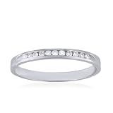 Diamond Wedding Band 1/8 Carat (Ctw) 10K White Gold Anniversary Ring