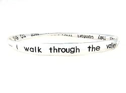 Bracelet - B162 - Bangle Style Inscribed with Psalm 23:4 ~ I Walk Thru the Valley of the Shadow... ~ Silver Tone Metal (68mm)