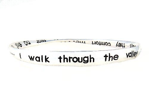 Bracelet - B162 - Bangle Style Inscribed with Psalm 23:4 ~ I Walk Thru the Valley of the Shadow of Death. I Will Fear No Evil, For You Are With Me. Your Rod and Your Staff, They Comfort Me ~ Silver Tone Metal