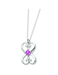 Sterling Silver Synthetic Pink Stone Loyalty 18in Necklace. Metal Wt- 6.59g.