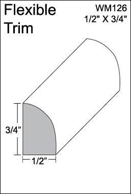 Flexible Moulding - STAIN GRADE - OAK - Flexible Base Shoe Moulding - WM126 - 1/2