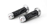 SUZUKI GSXR 600 750 1000 GRAY SKULL & FLAME GRIPS