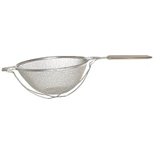 Adcraft DBTN-10RB 10" Double Mesh, Reinforced Tinned Steel Strainer with Light Color Hardwood Handle