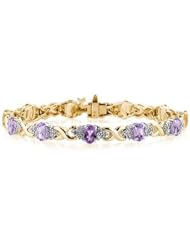 14k Yellow Gold Diamond and Amethyst Bracelet