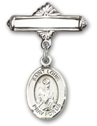 Sterling Silver Baby Badge with St. Louis Charm and Polished Badge Pin