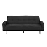 Puzzle Omega Convertible Sofa with Black Legs Upholstery: Black Microfiber