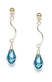 14k 9x6 mm Briolette Light-Indicolite Crystal Earrings
