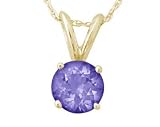 All-Natural Genuine 5 mm, Round Tanzanite pendant set in 14k Yellow gold