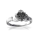 14K White Gold Black Diamond Celtic Claddagh Ring