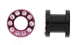 Black Acrylic Screw on Plugs with Clear CZ on Pink Background - 10G - Sold as a Pair