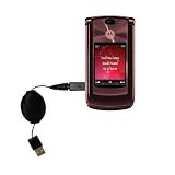 Retractable USB Cable for the Motorola MOTORAZR2 V9 with Power Hot Sync and Charge capabilities - Gomadic Brand w/ TipExchange Technology