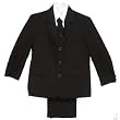 Infants and Toddlers Black or Navy Dress Suit Outfit 5 Piece with Vest, Dress Shirt, and Coordinated Tie