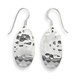 Small Oval Hammered French Wire Earrings