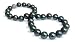 12 x 14mm peacock black Tahitian south sea cultured pearl necklace with 18K gold clasp