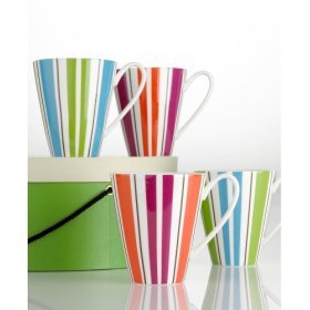 Lenox Kate Spade Collins Stripe Coffee Mugs New in Green Hat Box by