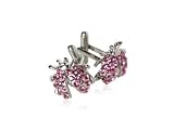 Pink Crystal Flying Ladybug Sterling Silver Cufflinks with Presentation Box