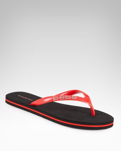 Bebe Bebe Logo Stripe Flip Flop Black-Fiery Red Size X-Small