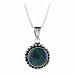  : STERLING SILVER GENUINE AZURITE STONE BALI BEADED CIRCLE PENDANT