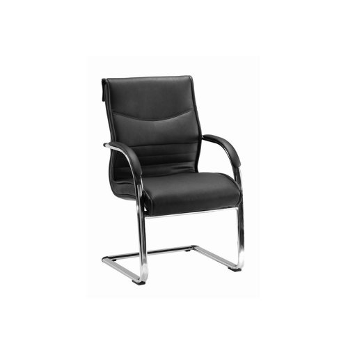 AMSTYLE Milano Visitor Freischwinger Schwarz Leder Besucherstuhl Bürostuhl bis 120kg