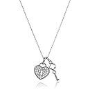 Sterling Silver Diamond Key and Heart Pendant Necklace (1/4 cttw, I-J Color, I3 Clarity)
