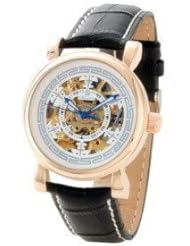 ORKINA Rose Gold Leather Casual Fashion Ladies Mechanical Watch Back Through The Whole Hollow