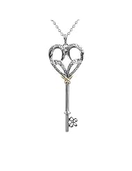 Jessica Simpson I Am Irresistible Two-Tone Diamond Key Pendant 1/7ctw
