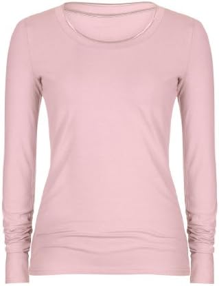 Long Tall Sally Women's Long Sleeve Satin Trim Scoop Neck Top Pink ( Dusty Rose ) XL