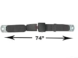 2-Point Lap Seat Belt, Black, 74 Inch Length, with End Release Button