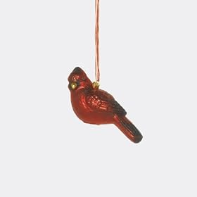 Red Hand Blown Glass Cardinal Bird Ornament