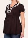 Motherhood Maternity: Short Sleeve Empire Waist Maternity Blouse